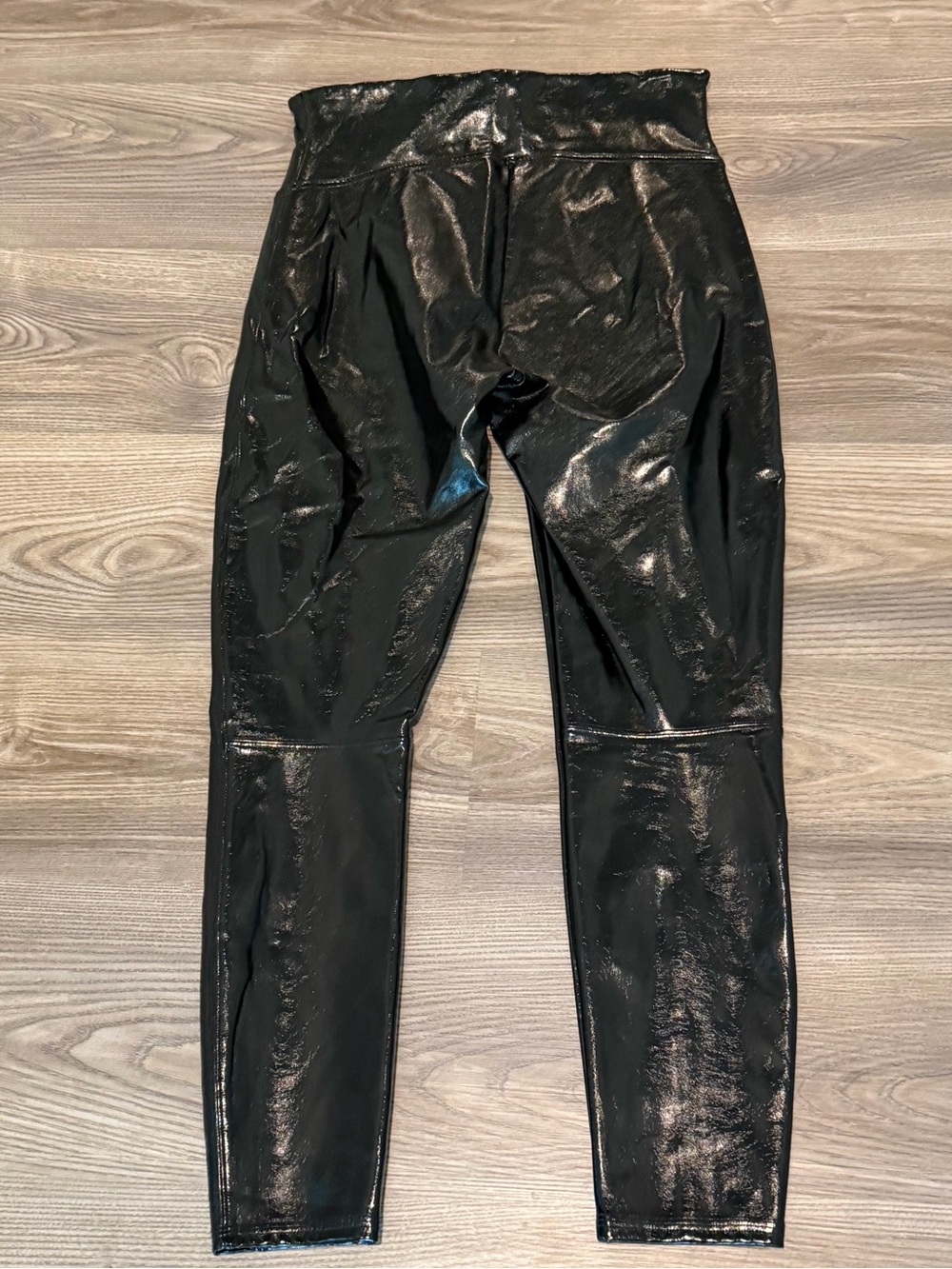 Spanx Faux Patent Leather Legging Pant in Shiny Black Pull On Women’s Medium